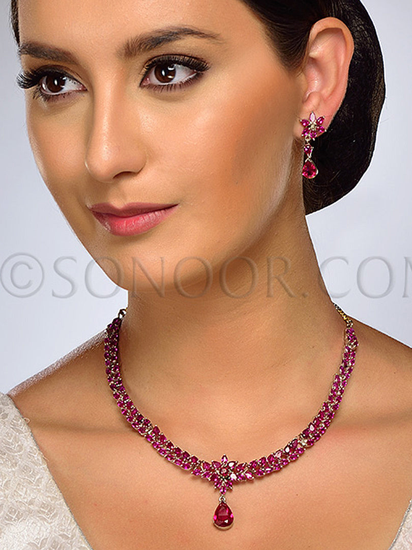 Jigya Vamil Victorian Ruby Necklace Set