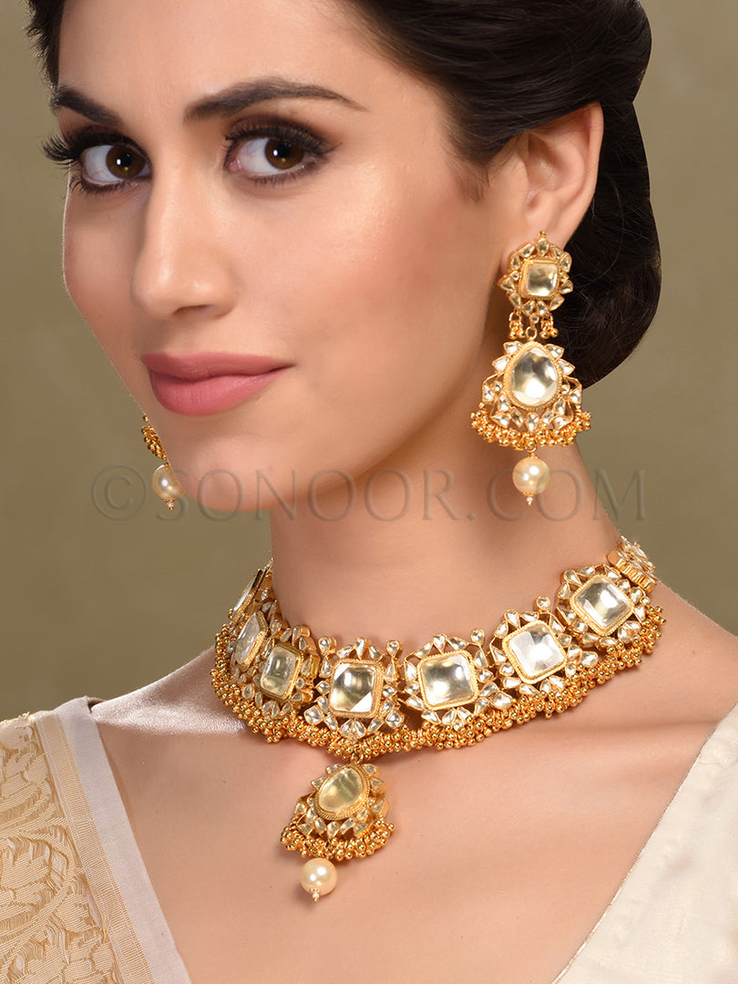 Elika Kundan Gold Plated Necklace Set