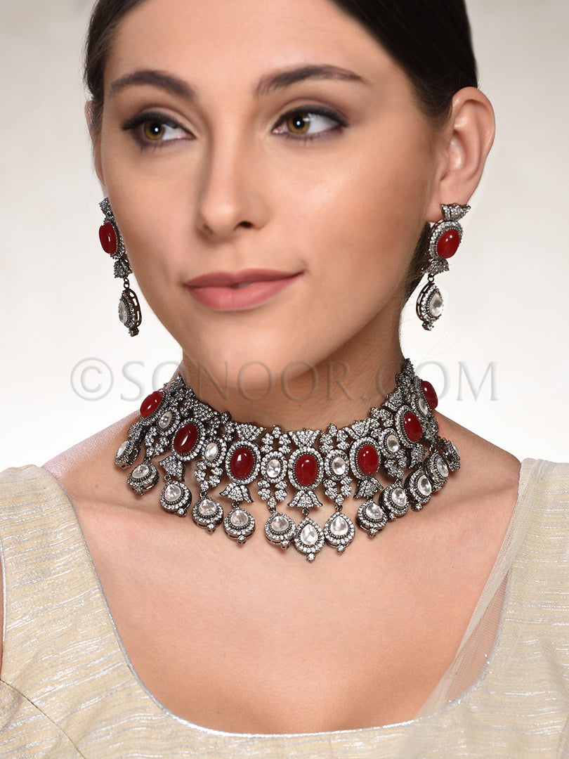 Sreeya Antique Silver Choker Set