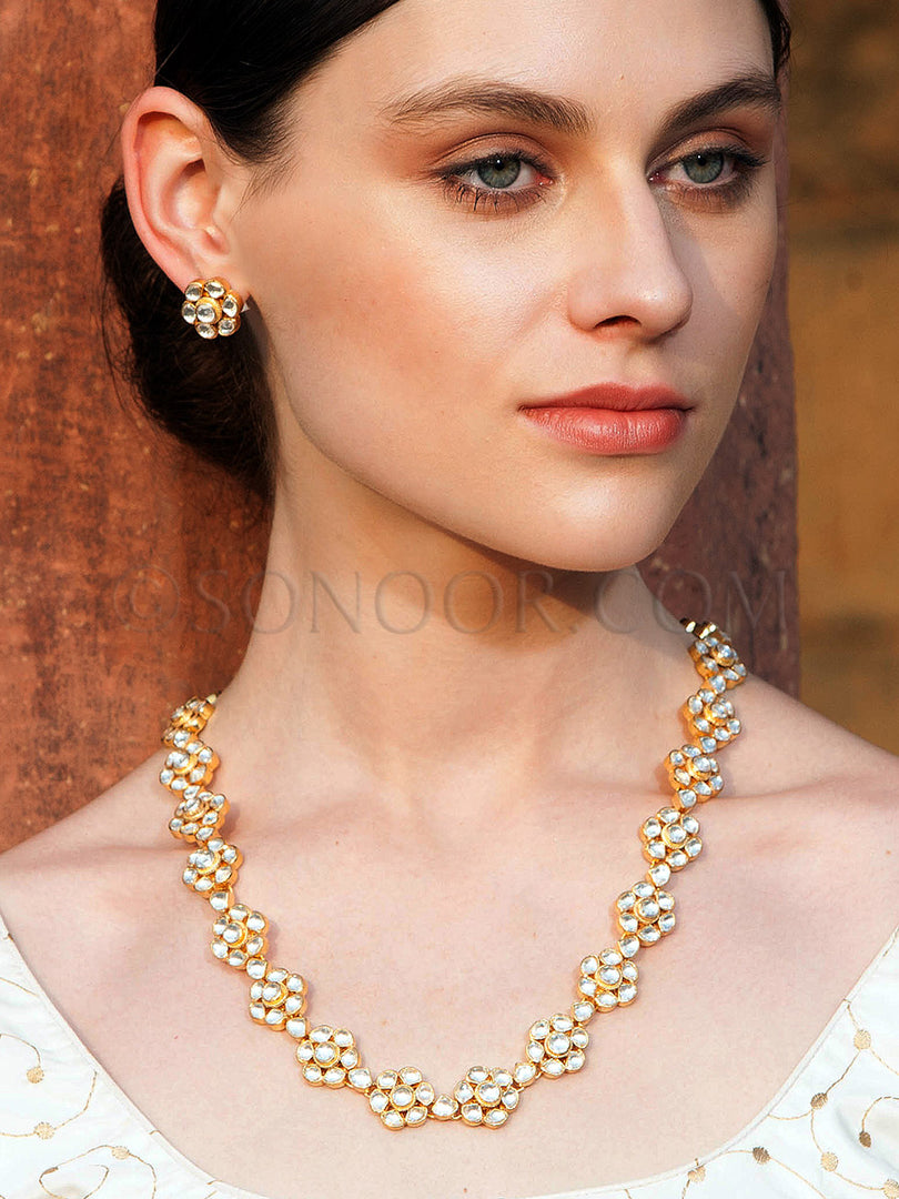 Saroja Gold Plated Kundan Necklace Set