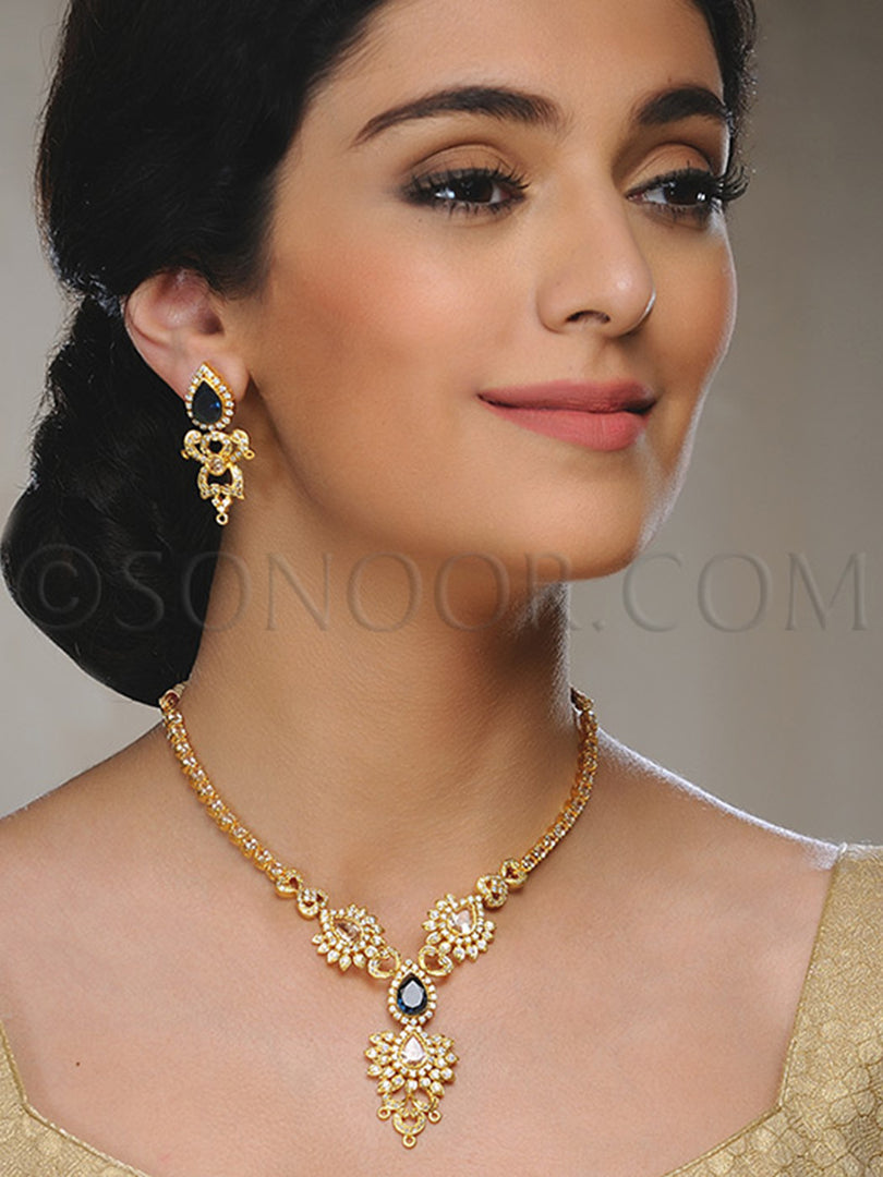 Anete Gold Plated CZ Pendant Set