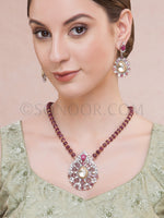 Load image into Gallery viewer, Churni Victorian Kundan Ruby Pendant Set
